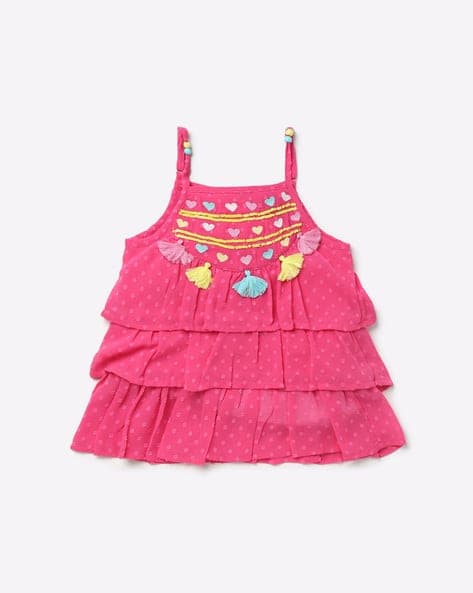 Embroidered Strappy Tiered Top