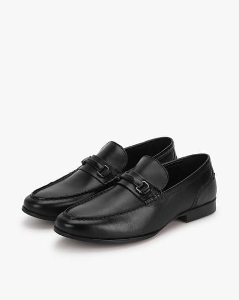 Leather Slip-On Shoes with Metal Accent