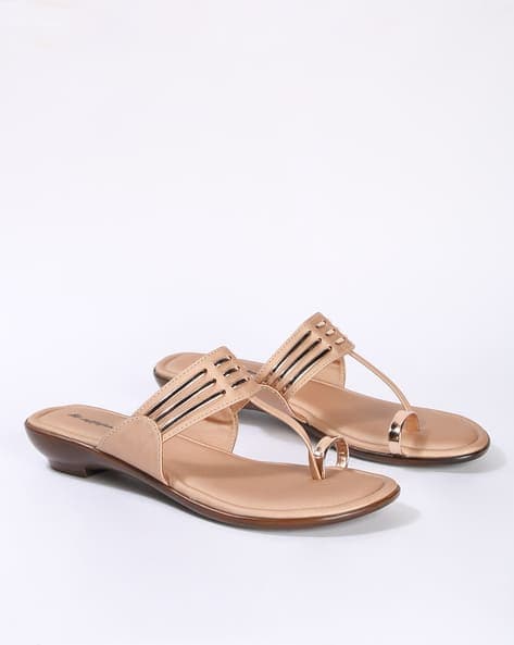 Metallic Toe-Ring Flat Sandals