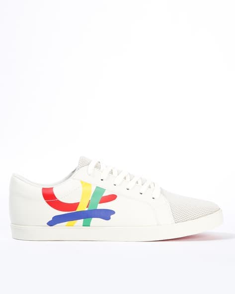 Textured Low-Top Lace-Up Sneakers