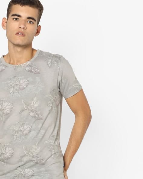 Tropical Print Slim Fit Crew-Neck T-shirt