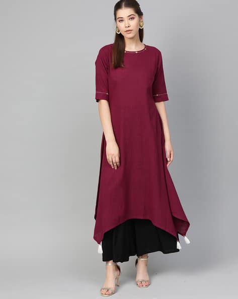 A-line Kurta with Handkerchief Hem