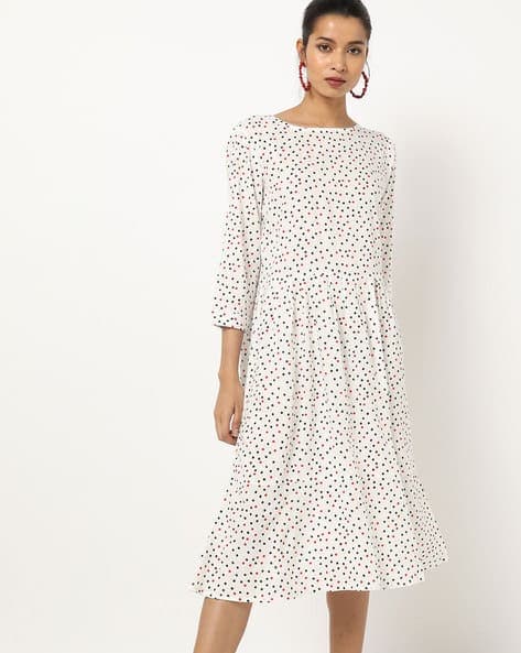 Polka-Dot Print Fit & Flare Dress