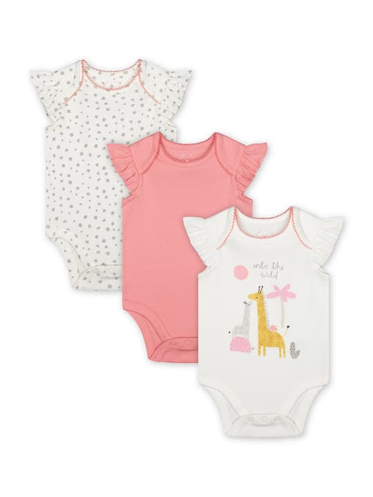 mothercare Infant-Girls Pack Of 3 Bodysuits