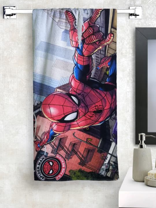 Marvel Unisex Kids Red & Blue Marvel Spiderman Printed 350GSM Bath Towel