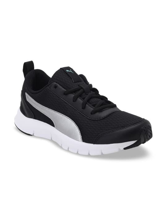 Puma Unisex Kids Black Woven Design Sneakers