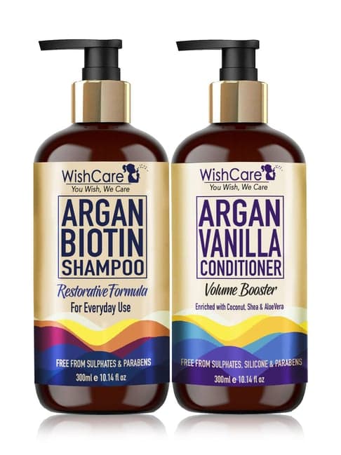 Wishcare Argan Biotin Shampoo + Argan Vanilla Conditioner - 600 ml