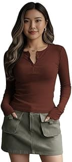 Dream Beauty FashionWomen's Long Sleeve Slim Fit Top/T-Shirt Henley Neck Casual (BZF-Top-Saiyaara-1)