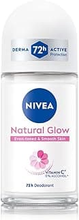 NIVEA Natural Glow Smooth Skin Deodorant Underarm Roll On For Women|Vitamin C,Vitamin E,Avocado Oil And Licorice Extract|72 H Even Toned,Smooth & Bright Underarms|0% Alcohol And Dermat Approved|50 Ml
