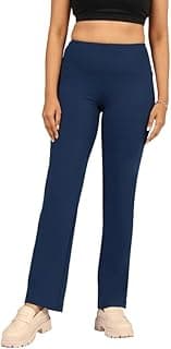 BlissClubUltimate Straight Pants Trousers for Women with High Waist, Formal Pant for Women Office Wear with Wide Waistband