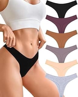 GenericFlorafit Women's Viscose Cotton G-Staring Thong Panties Combo Pack of 6 | Thong Panty for Women Sexy |T-Back Panty Set for Women