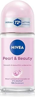 NIVEA Pearl and Beauty 50ml Deo Underarm Roll On | With Pearl Extracts & Avocado Oil | 72 H Long Lasting Floral Scent | 0% Alcohol and Dermat Approved | For Women