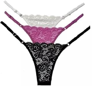 MAP DEALG String Thongs for Women Plus Size Sexy Cheeky Lace Panties Stretch T-Back Tangas Low Waist Hipster Underwear Polyamide & Spandex G-String (Pack of 3) Multicolor.