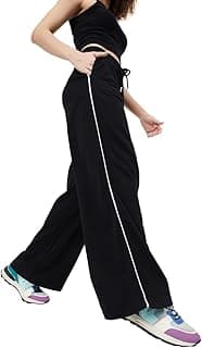 MaxPlus Size Women Side Striped Wide-Leg Track Pants