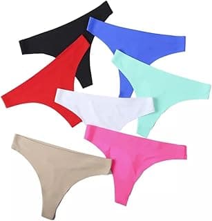 ayushicreationaCotton Seamless Thongs for Women No Show Panties V-Waisted Stretch Breathable Thong Underwear, Multicolor | Free Size (Pack of 3pcs)