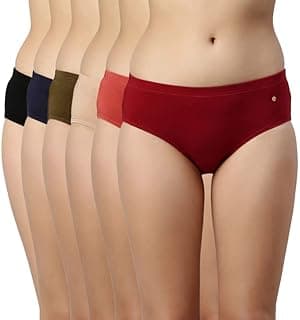 EnamorStretchable Cotton Hipster Panties for Women, Full Coverage Grip Fit Inner Elastic with Antimicrobial & Stain Release Technology - Color and Print May Vary - CR17 (Pack of 6)
