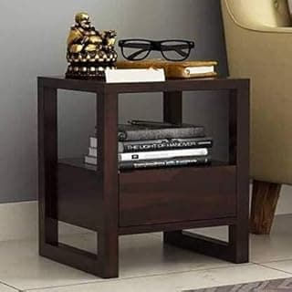 Konja Dark Sheesham Wood Bed Side Table for Bedroom with 2 Years Warranty | Office Furniture | Living Room Cot | Wooden Bed | Daybed |Traditional Beds | Bedroom Furniture |