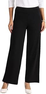 BlissClubAM:PM Cotton Wide Leg Pants - Lite, Cotton Pants, Wide Waistband, Slit at Hem, Side Pockets, Regular (for Women Upto 5'4 ft)