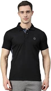 CHKOKKO Men Polyester Solid Active Sports Wear Polo Half Sleeve Gym T-Shirt with Button-Down Collar Quick Dry Breathable Perfect for Workout Regular Fit and Running Tee