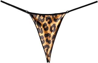Wow Zn FashionWomen Leopard Print G-String Thong, Black Trim, Animal Print Lingerie