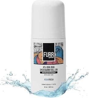 FURR 4% AHA BHA Underarm Roll On with Kojic Acid | 40ml | Aqua Fresh Fragrance | Helps Reduce Pigmentation, Prevents Body Odour & Brightens Skin | Dermatologically Tested | Antiperspirant