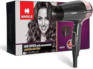 Havells 1200W Foldable Hair Dryer; 3 Heat Settings With Cool Shot (Hot/Cool/Warm),Heat Balance Technology|Cool Black|Your Perfect Blow Dry Companion For Effortless Hair Styling|Hd3161-1200 Watts