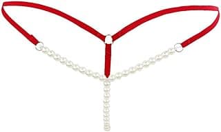 NIMRA FASHIONWomen's Thong Synthetic with Pearls Hot Sexy G String for Women and Girls Innerwear (Pack of 1) Red