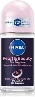 NIVEA Women Deodorant Underarm Roll On Pearl & Beauty Fine Fragrance | Long Lasting Fragrance with Floral Scent | 72 Hour active Odour Protection | 0% Alcohol | Dermat approved | 50 ml