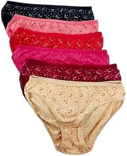 LOURYN KOULYNCombo Pack of 6 Women's Cotton Hipster Innerwear Floral Printed Panties Assorted Briefs with Elastic Inner Wear Multicolor