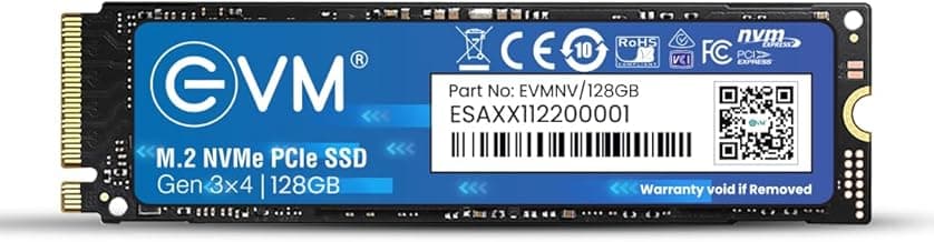 EVM 128GB NVMe M.2 SSD 2280 | PCIe Gen 3x4 Internal SSD | Up to 1800MB/s Read 700MB/s Write | Laptop Desktop Upgrade Storage | 5 Year Warranty (EVMNV-128GB)