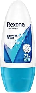 Rexona Shower Fresh Underarm Roll On Deodorant For Women, Antiperspirant, Removes Odour, Keeps Skin Fresh & Clean, Alcohol Free, Skin Friendly, 50 ml