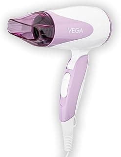 VEGA Blooming Air Foldable 1000-1200 Watts Hair Dryer for Women with Flexible Heat Setting & Detachable Nozzle,Automatic Overheat Cutout,Compact Quick Dry Blow Dryer(VHDH-05),(Made in India)