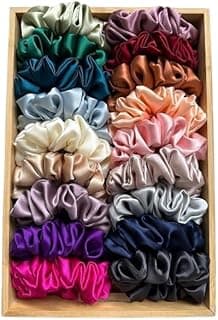 Satin Silk Hair Scrunchies, Set of 4, Multi-Colour, Hair Bands for Women and Girls Elastic Band
