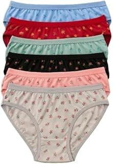 LOURYN KOULYNCombo Pack of 6 Women's Cotton Hipster Innerwear Floral Printed Panties Assorted Briefs with Elastic Inner Wear Multicolor (S to 3XL)