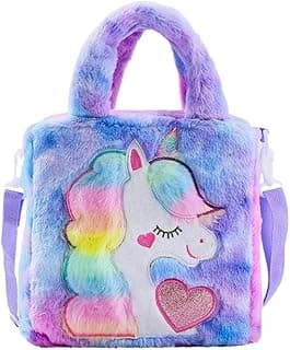 Toy Imagine Unicorn Sling Bag for Kids Birthday Gift for Girls Crossbody Bag for kids with Soft Fur Finish Baby Toddler Handbag Cute Princess Purse Mini Sling Bag for 3-12 Year Girls Fashion Accessory