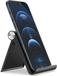 amazon basics Multi Angle Desktop Foldable Stand Tablet/Mobile Stand Holder for iPhone, Android, Samsung, OnePlus, Xiaomi, Smartphones. Portable, for Your Bed,Home, Office, Home (Black)