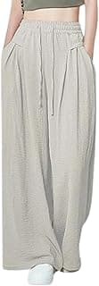 GRECIILOOKSHigh Waist Polycotton Trousers for Women – Flared Parachute Pants with Side Pockets | Casual Travel Cargo Pants (Available in Plus Size and Value Pack)