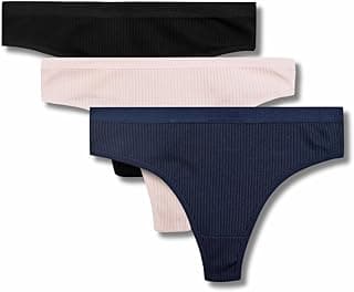 Tom & GeeWomens Cotton Thong Panty, Pack of 3, Color Black, Navy Blue, Pink
