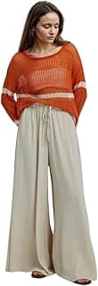 KOTTYWomen's Wide-Leg Trouser|Palazzo Pants|High Waist Flowy Trousers with Drawstring|Lightweight Casual & Travel Wear|Women Trousers Pants