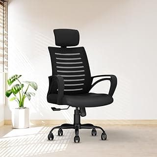 CELLBELL Desire C104 Mesh High Back Ergonomic Office Chair - Adjustable Seat Height, Sturdy Metal Base, Revolving Study & Computer Chair for Work from Home, Black Office, Home
