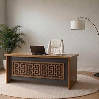 TEKAVO Valor Executive Desk for Office & Home | 3 Drawer with Lock | Boss Table | Director Table for Office | Wooden Manager Cabin Desk | 150cm Long | 25mm Thick Table top