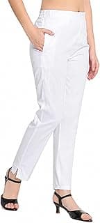 BLUE STAR SHARKStretchable Cotton Lycra Cigarette Pants | Versatile and Stylish Women's Pants | Comfortable Slim Jeggings | Ankle Length Straight Trousers for Office, Formal, Casual Wear