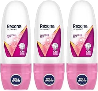Rexona Powder Dry Underarm Roll-On Deodorant for Women | 72 Hours Long-Lasting Odour Protection | 0% Alcohol, Safe on Skin | 25ML (Pack of 3)