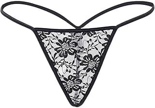 jaanshiWomen's Black Lace G String Thong Jocky Bikini Panties (Black, Free Size)