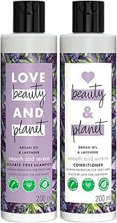 Love Beauty & Planet Natural Argan Oil and Lavender Anti Frizz|| Smoothening Shampoo & Conditioner||No Parabens|| No Dyes|| 200ml