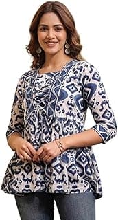 NAINVISHRegular Fit Printed Shirt Top Women | Tops Stylish Latest | Office Wear | Cotton Blend | Girls Top Women's