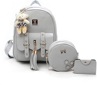 floki Fashion Girls 3-PCS Fashion Cute Mini Leather Backpack sling & pouch set for Women