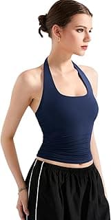 SIGHTBOMBSOFTLINE Double Layer Seamless U Neck Halter Cuddle Baby Sleeveless Microfiber Active WEAR/Casual WEAR TOP for Women