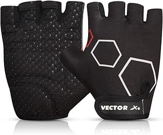 Vector X VX-300 Gym Fitness Fingerless Gloves for Men Women Sports Practice Gloves with Wrist Support Accessories (Medium Size) (Black)