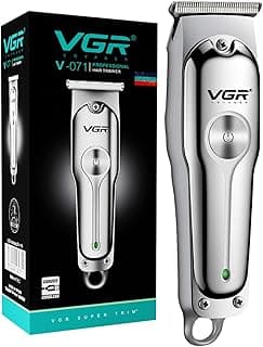 VGR V-071 Professional Beard Trimmer for Men, 2X Fast Charging, USB Type C, 120 Min Runtime, Hair Trimmer, Cordless, 3 Length Settings, 2 Year Warranty (Silver)
